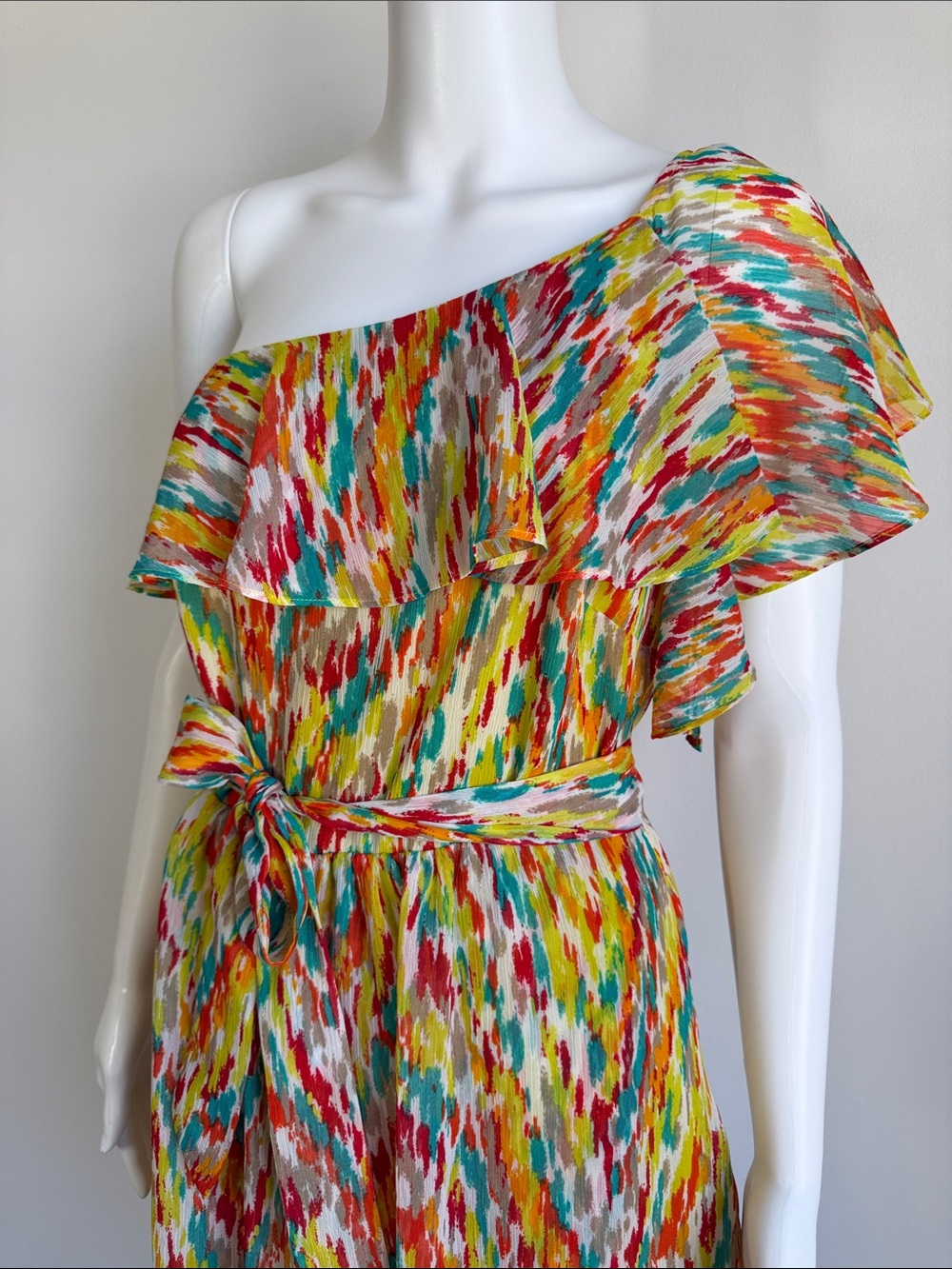 Laundry by Design Multicolor One Shoulder Ruffle Dress Size 4 - Picture 3 of 7